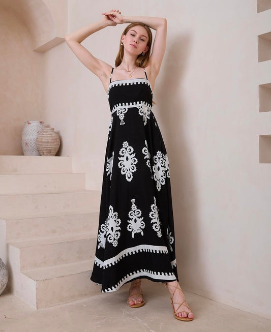 Katelyn Maxi Dress - Black/White