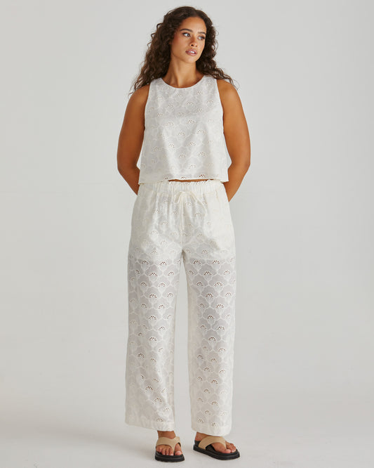 Zimmy Broderie Pant - Cream