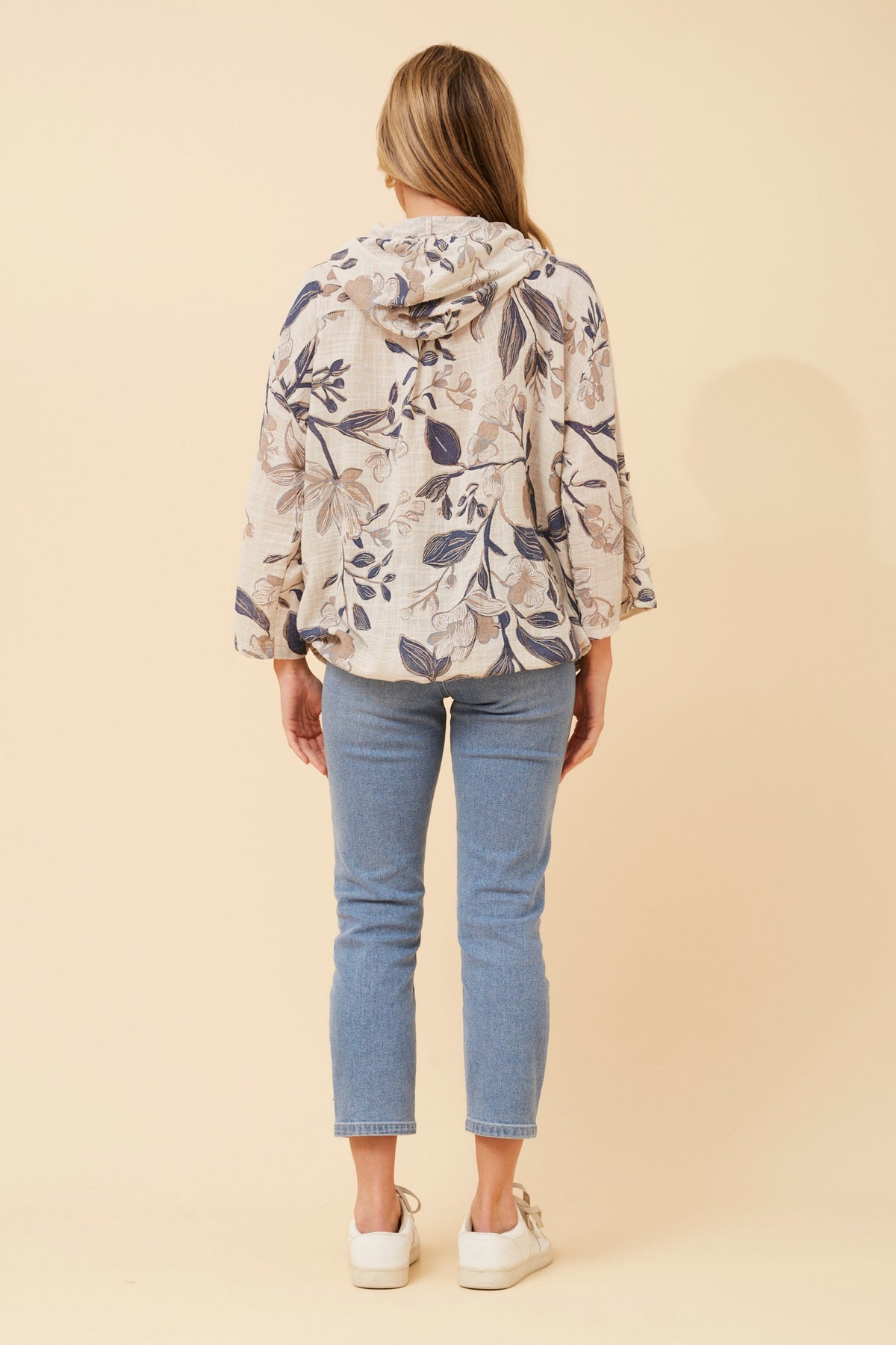 Santi Hooded Jacket - Oatmeal/Blue