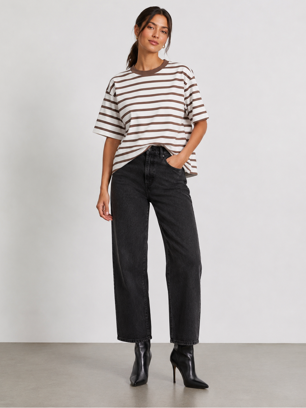 Addie Tee - White/Mocha