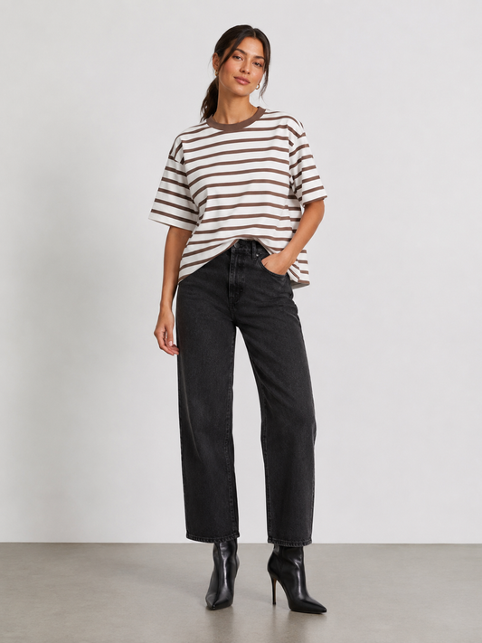 Addie Tee - White/Mocha