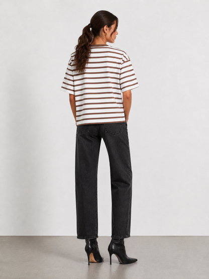 Addie Tee - White/Mocha