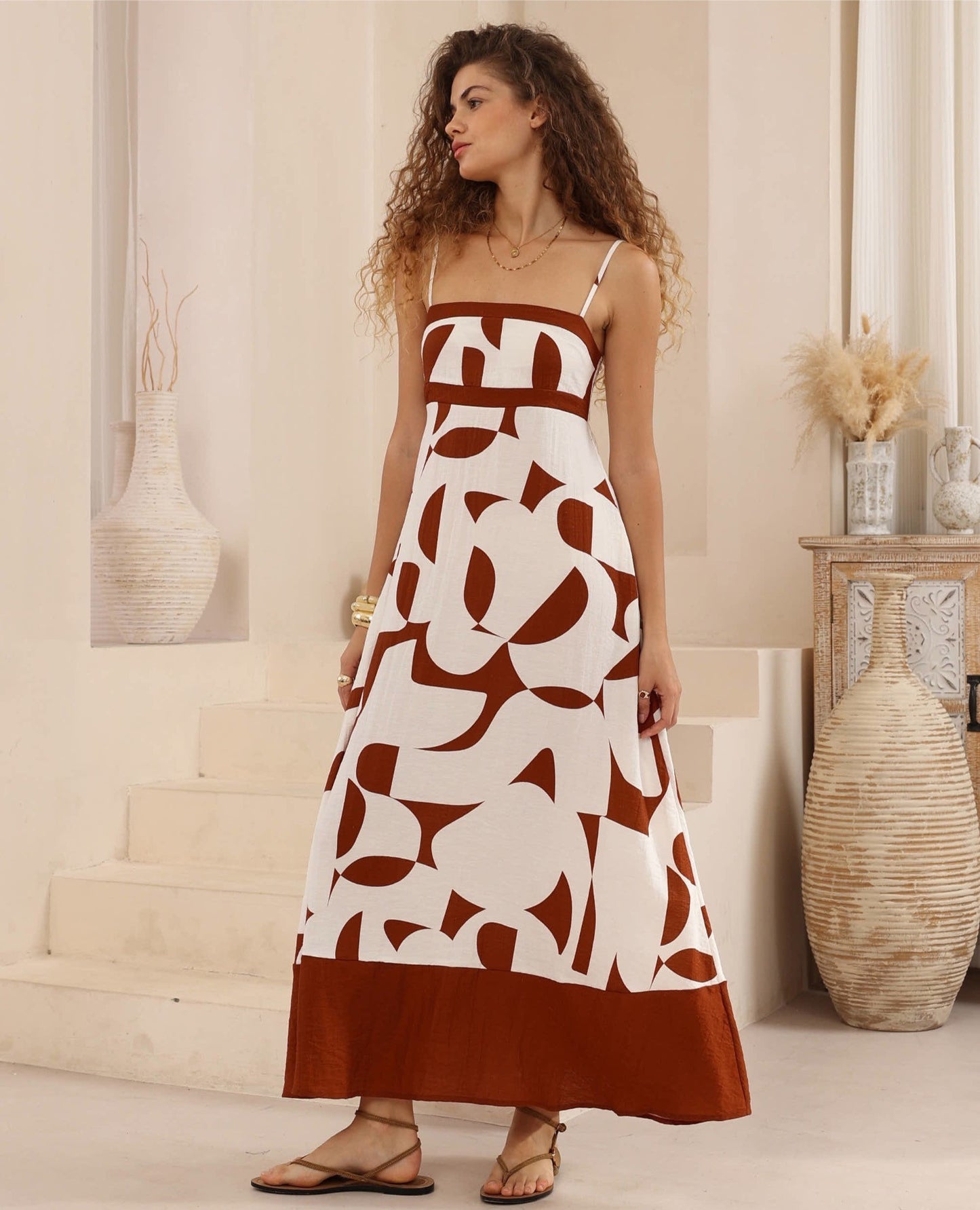 Adele Maxi Dress - Geometric Print