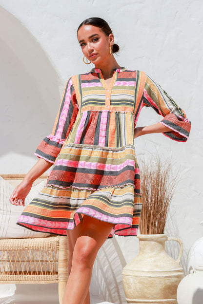 Alexis Mediterranean Dress - Aztec Multi Print