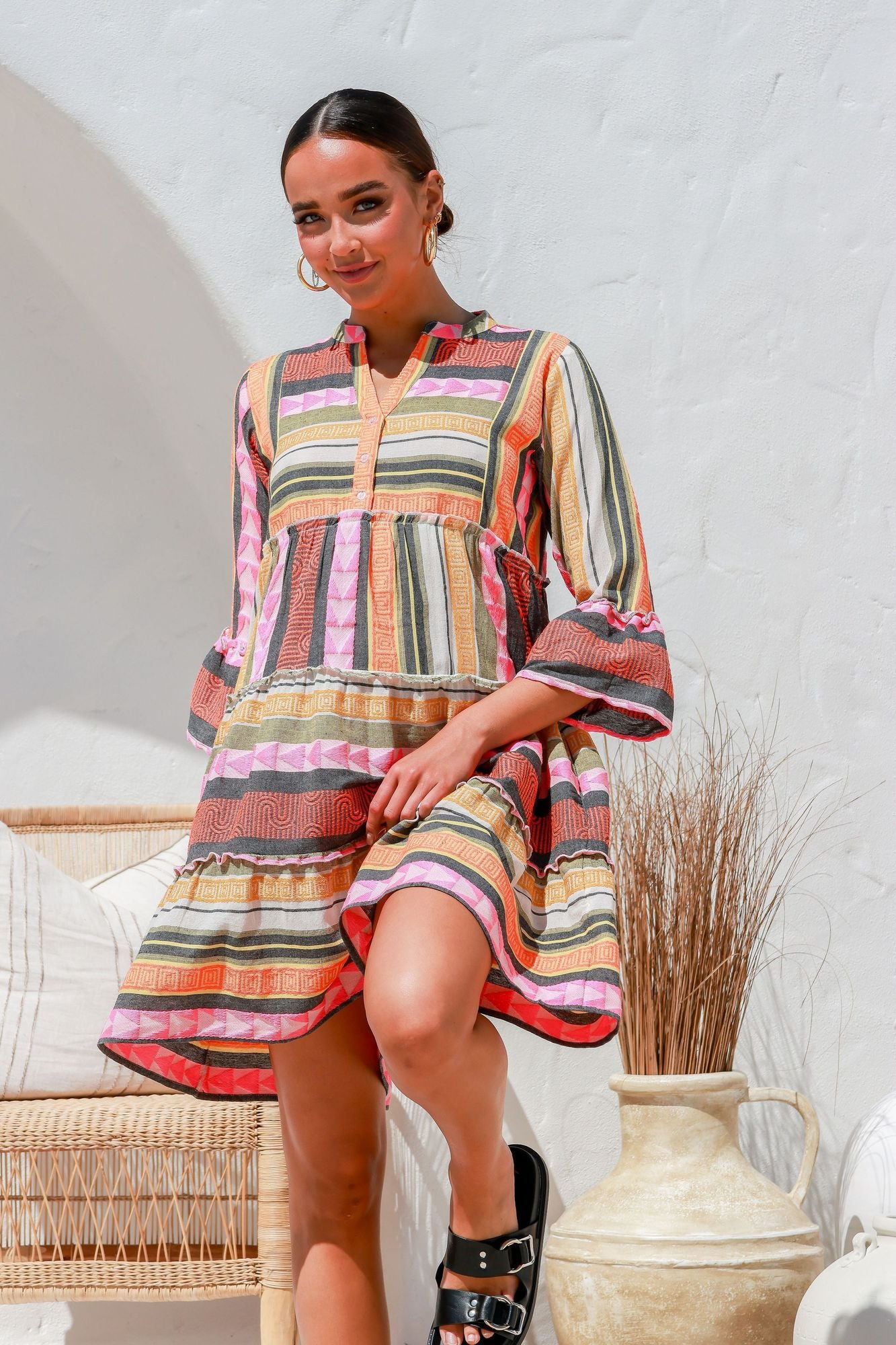 Alexis Mediterranean Dress - Aztec Multi Print