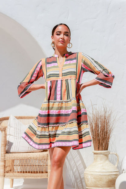 Alexis Mediterranean Dress - Aztec Multi Print