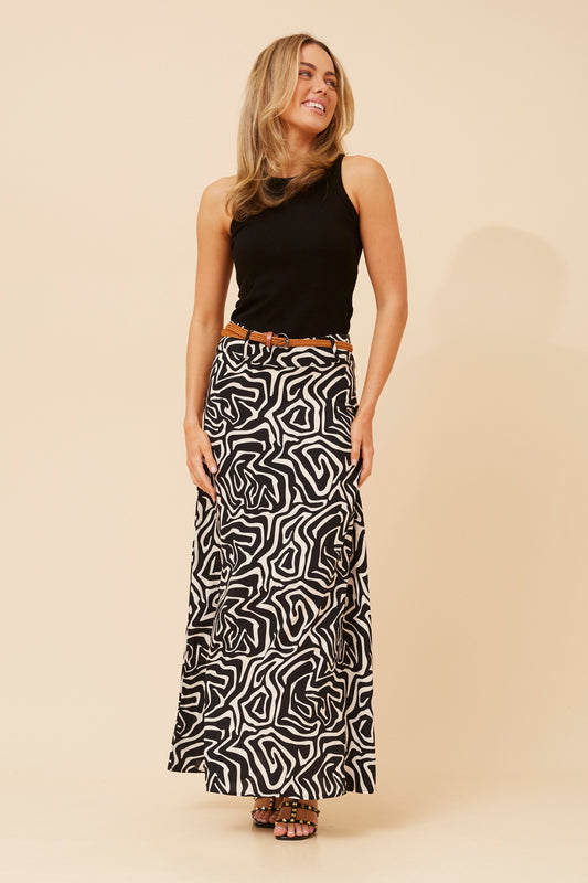 Amelia Maxi Skirt - Black Print