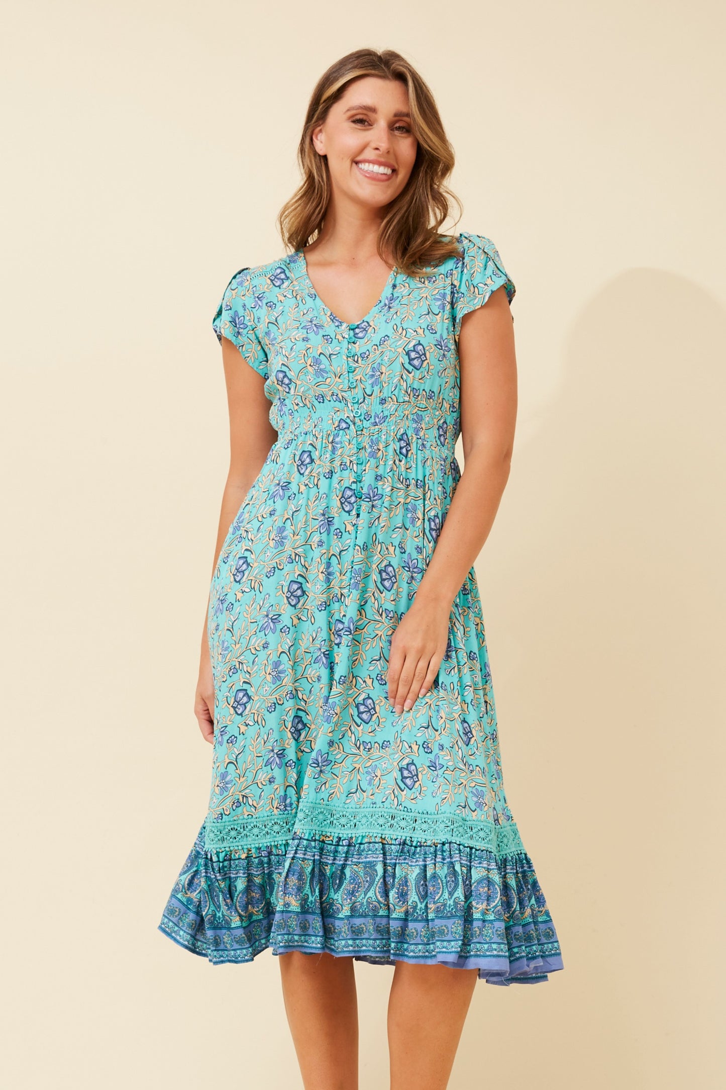 Amelia Midi Dress - Turquoise