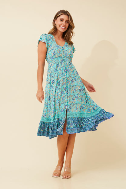 Amelia Midi Dress - Turquoise