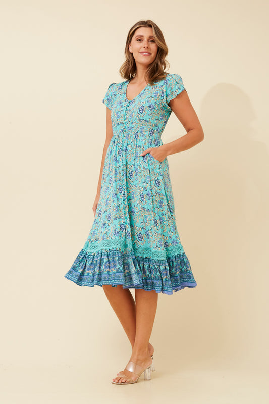 Amelia Midi Dress - Turquoise