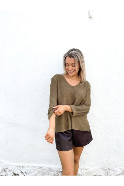 Amyra Knit Jumper - Dark Olive