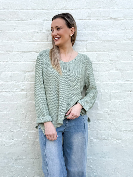 Amyra Knit Jumper - Light Green