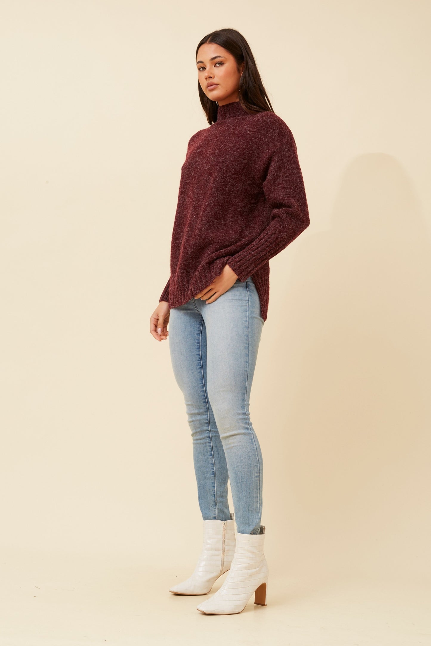 Asha Knit Jumper - Burgundy