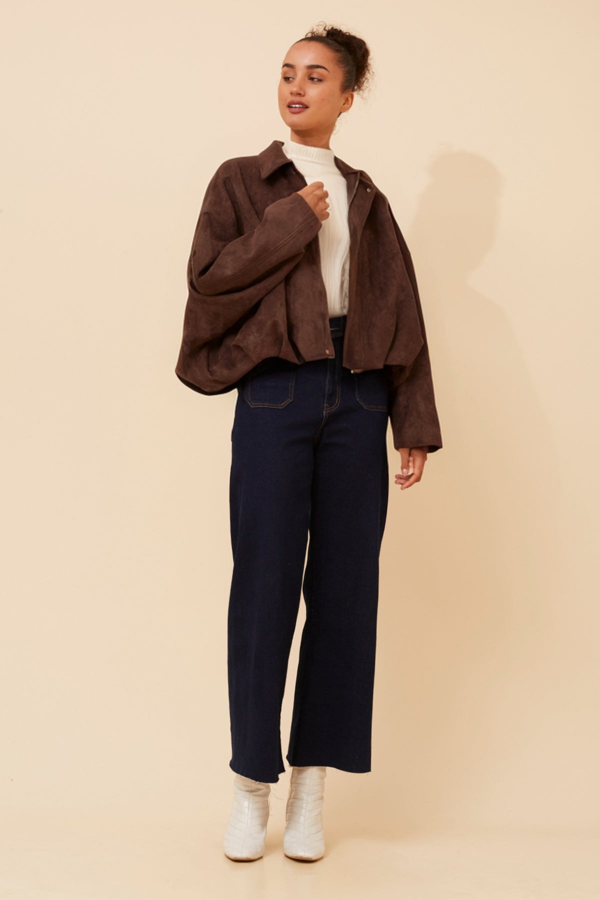 Bailey Faux Suede Bomber Jacket