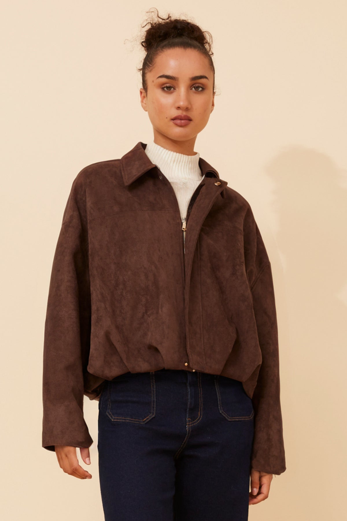 Bailey Faux Suede Bomber Jacket