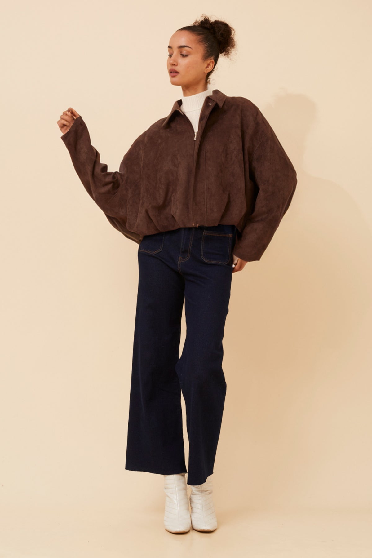 Bailey Faux Suede Bomber Jacket