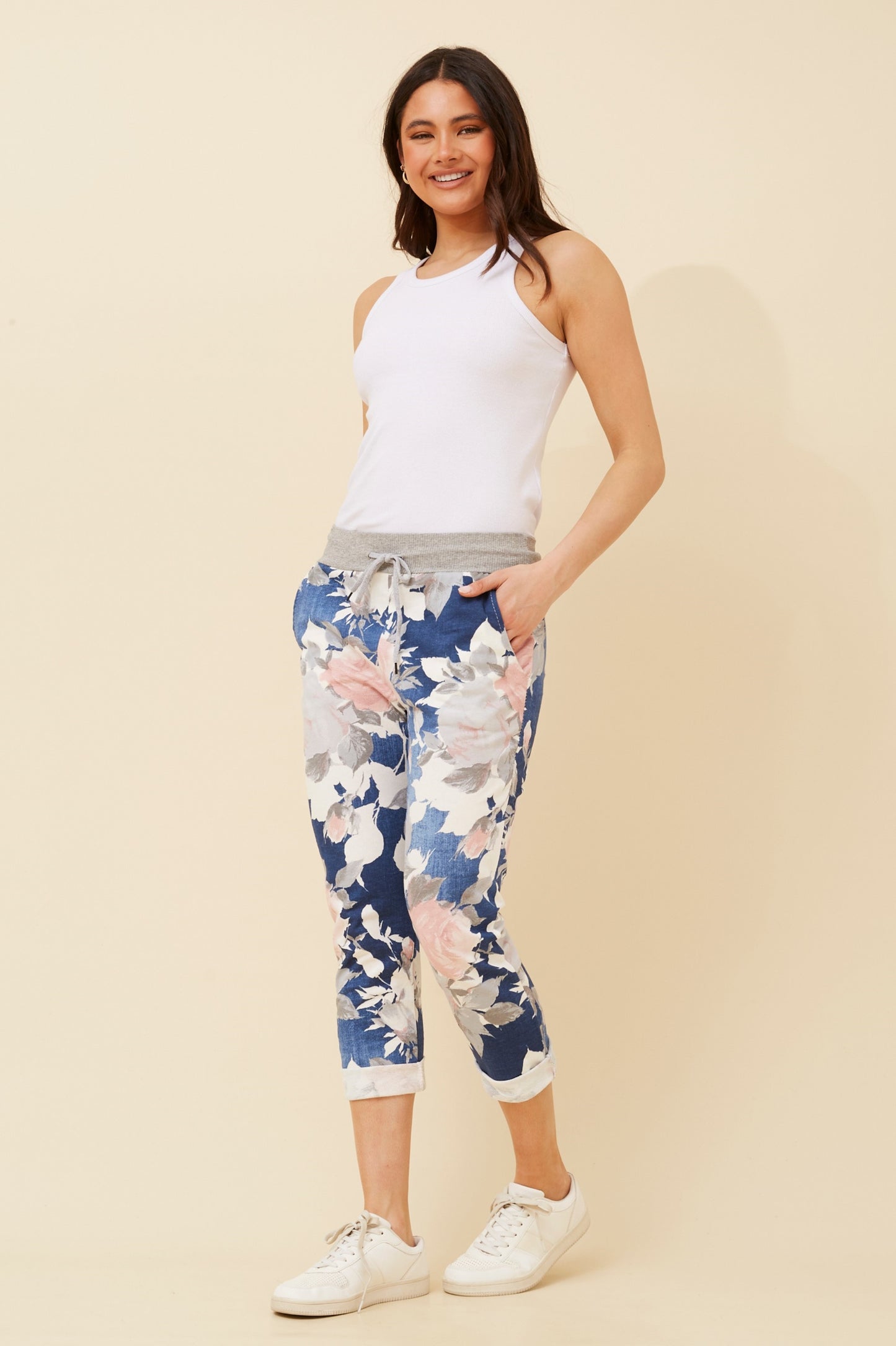 Becky Jogger Pant - Denim Floral