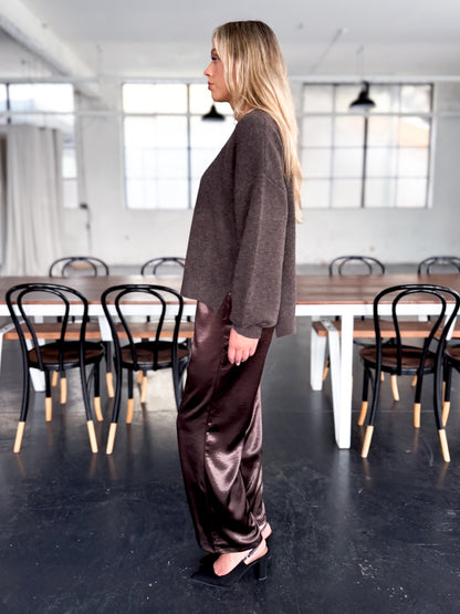 Belle Satin Pant - Chocolate