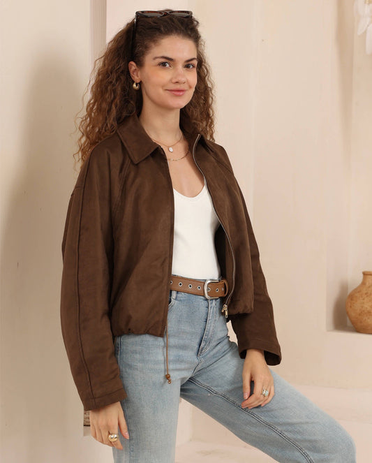 Blair Faux Suede Bomber Jacket