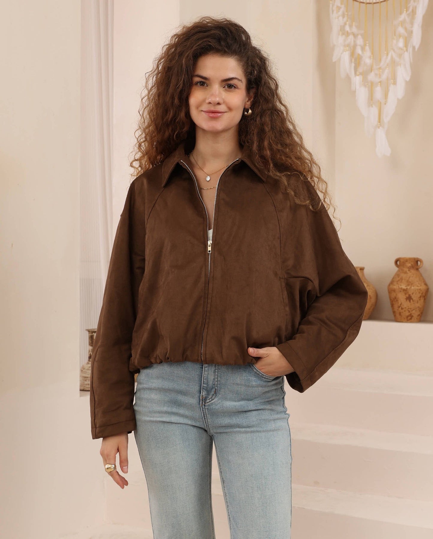 Blair Faux Suede Bomber Jacket