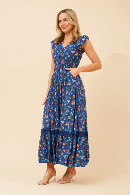 Carina Maxi Dress - Blue Floral