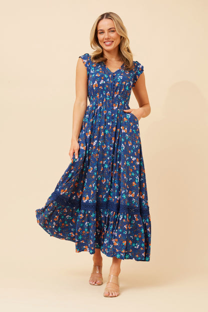 Carina Maxi Dress - Blue Floral