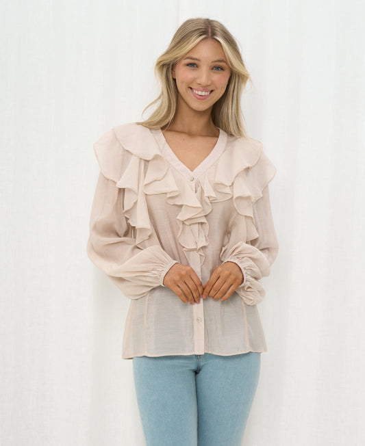 Carina Frill Top - Beige