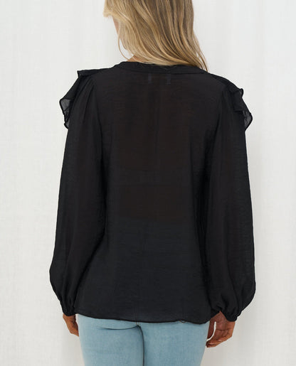 Carina Frill Top - Black