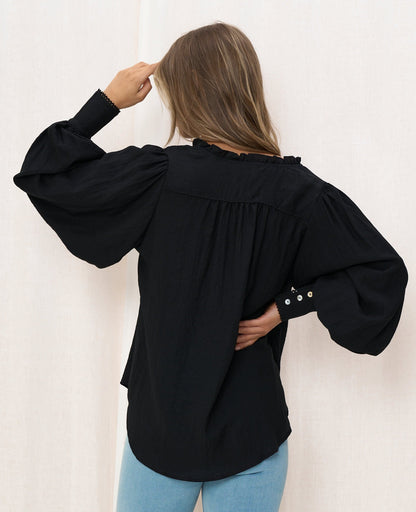 Carli Long Sleeve Top - Black