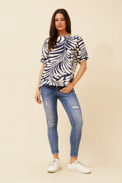 Catherine Top - Navy Print