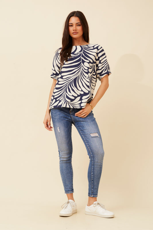 Catherine Top - Navy Print