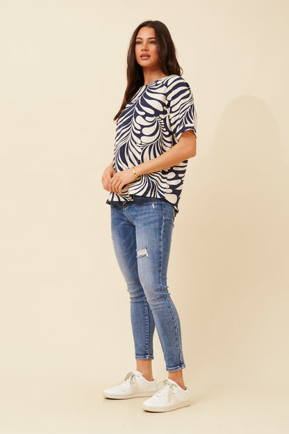 Catherine Top - Navy Print