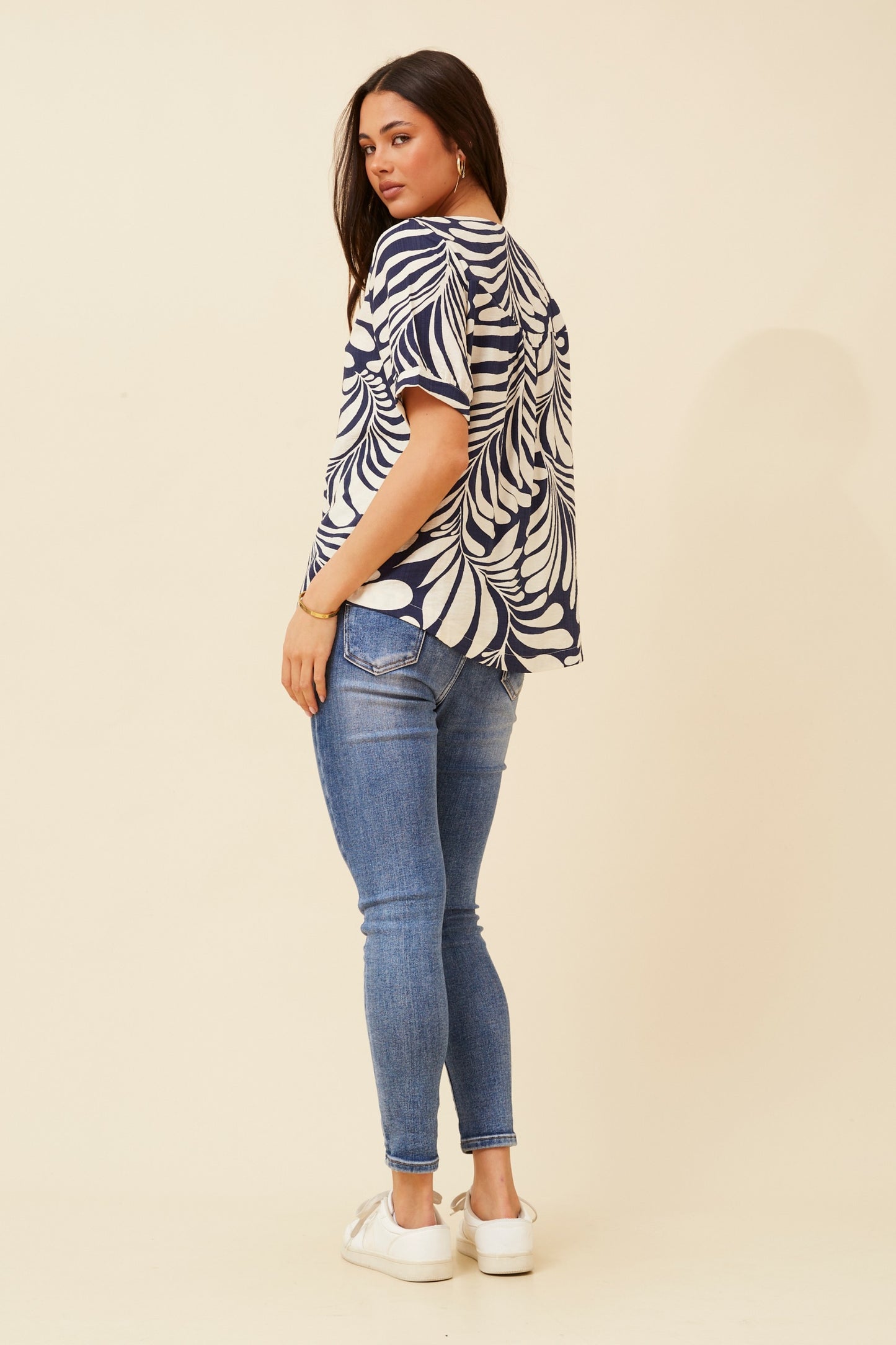 Catherine Top - Navy Print