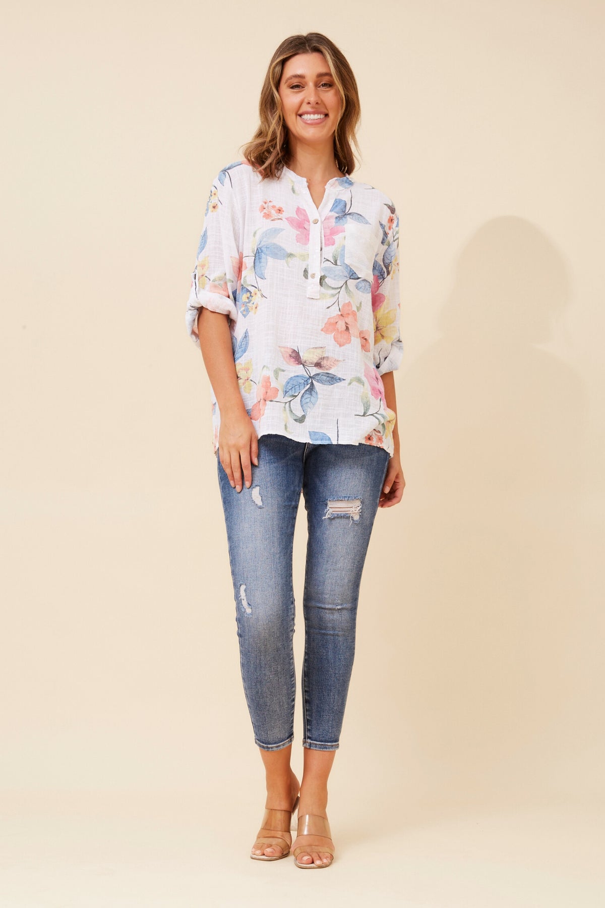 Chiara Top - White Floral