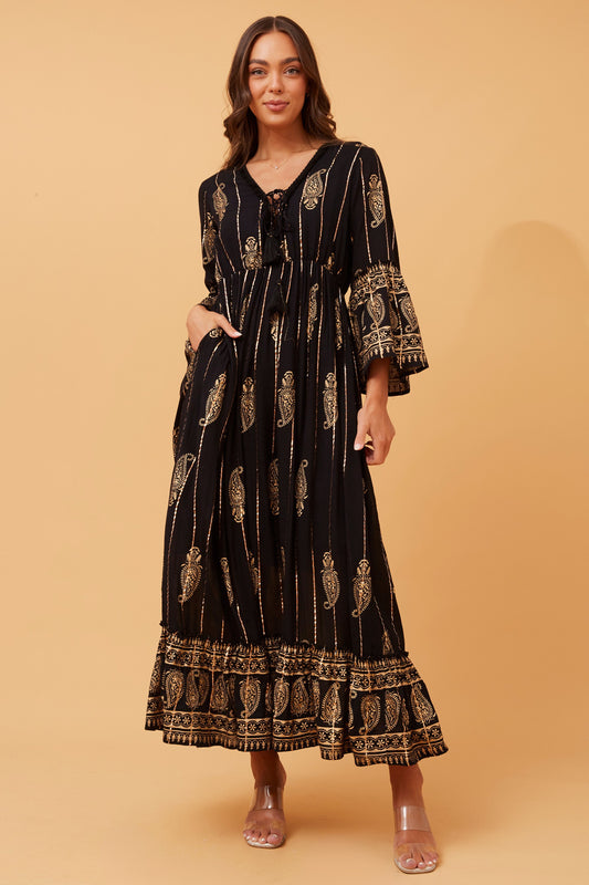 Indie Lurex Maxi Dress - Black