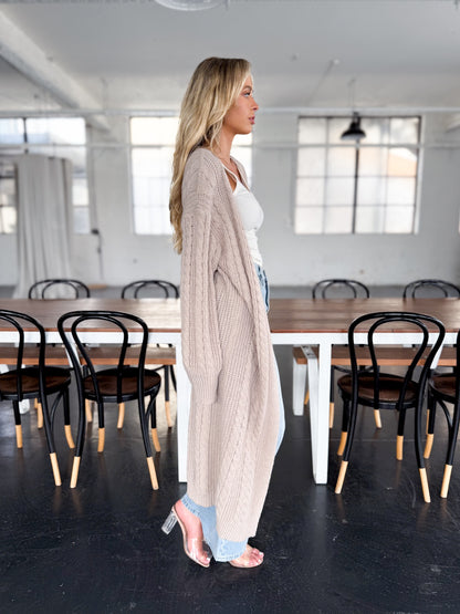 Daisy Long Knit Cardigan - Mocha