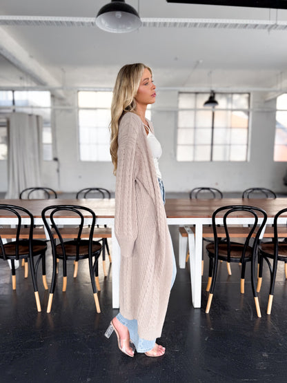 Daisy Long Knit Cardigan - Mocha