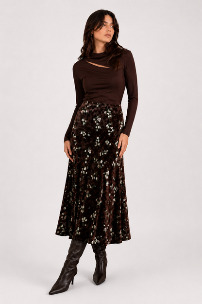 Daphanie Velvet Midi Skirt