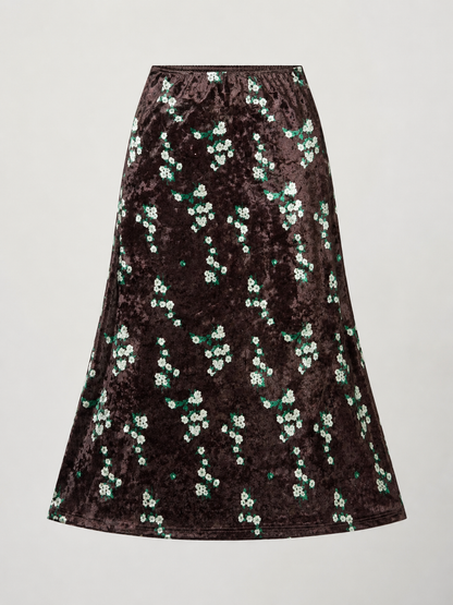 Daphanie Velvet Midi Skirt