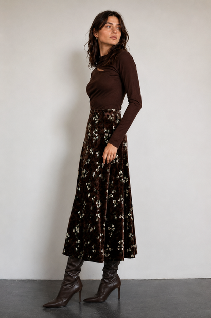 Daphanie Velvet Midi Skirt