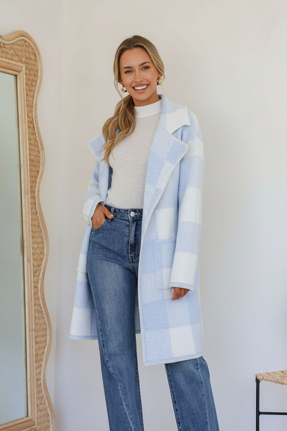 Doris Blanket Stitch Cardigan - Blue