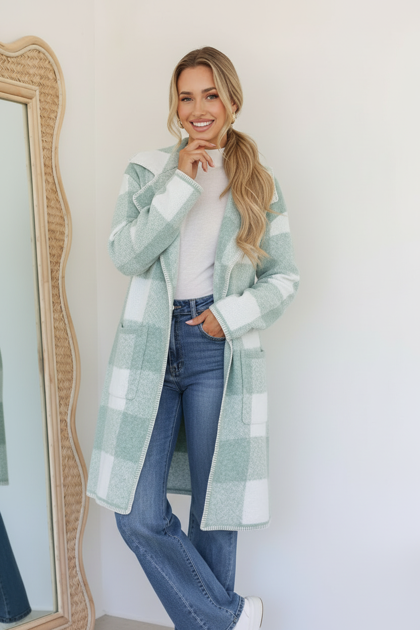Doris Blanket Stitch Cardigan - Sage