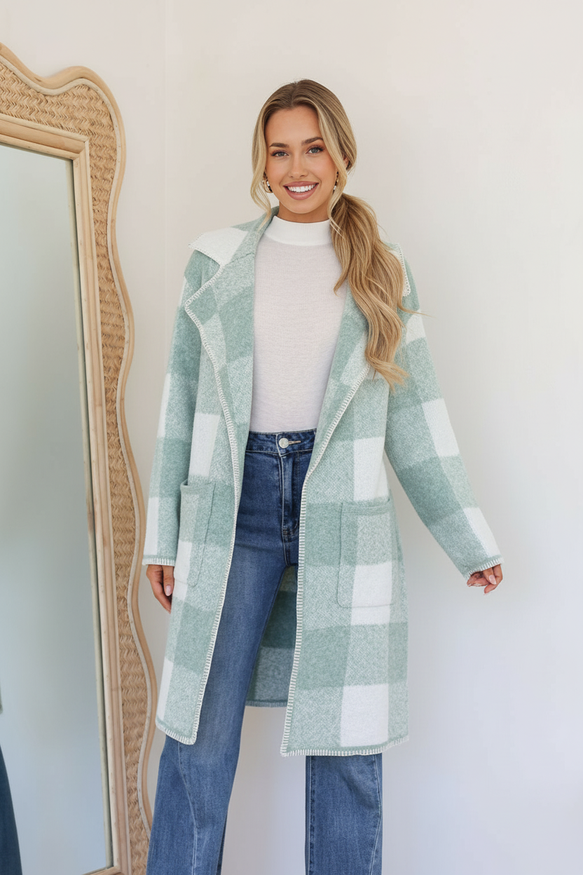 Doris Blanket Stitch Cardigan - Sage