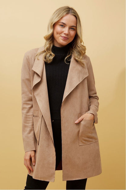 Ella Faux Suede Jacket - Iced Coffee