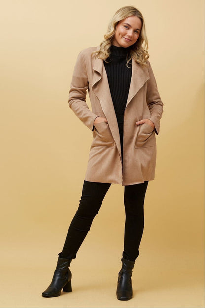 Ella Faux Suede Jacket - Iced Coffee