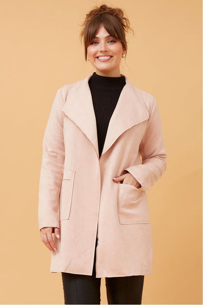 Ella Faux Suede Jacket - Blush