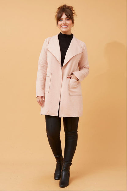 Ella Faux Suede Jacket - Blush