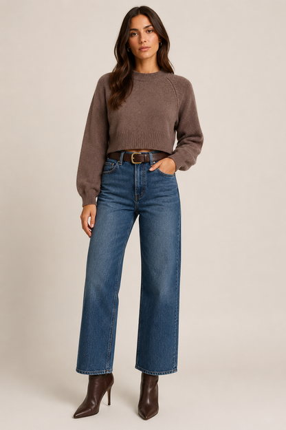 Ellie Crop Jumper - Chocolate