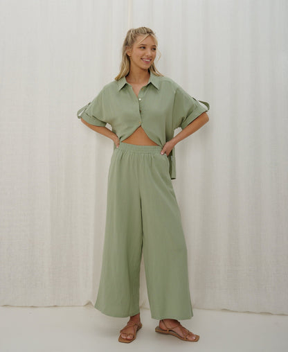 Elsie Wide Leg Pant - Sage
