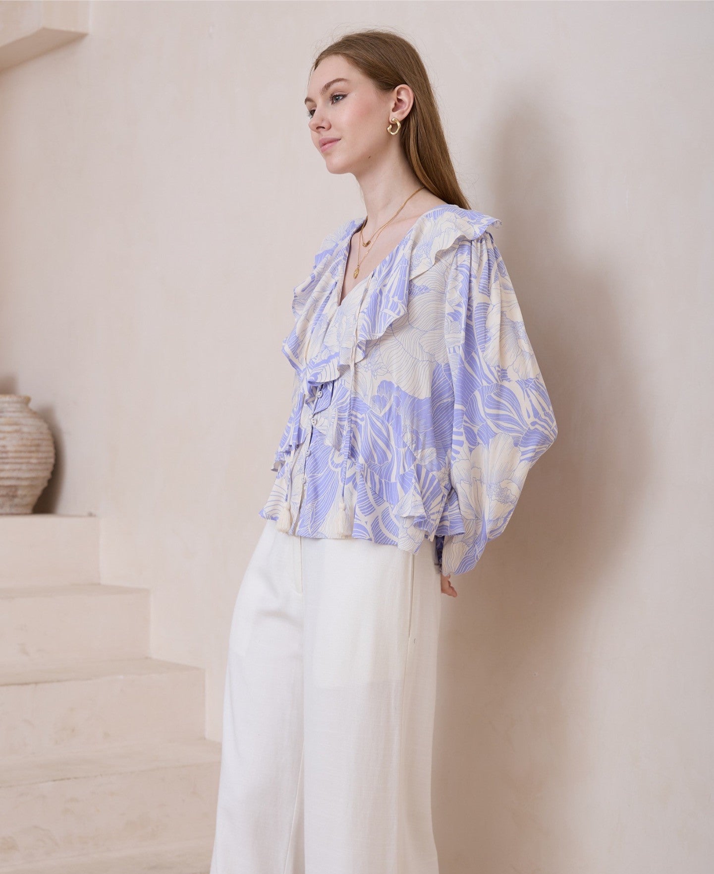 Emmaline Frill Top - Lavender Floral